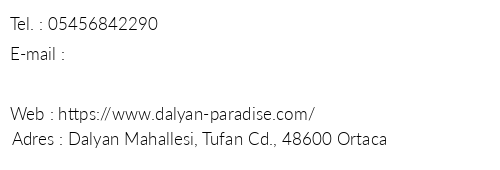 Paradise Club Dalyan telefon numaralar, faks, e-mail, posta adresi ve iletiim bilgileri